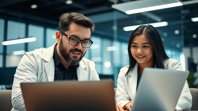 Two professionals, a man and a woman, are engaged in a collaborative discussion
