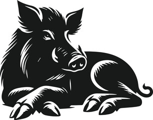 Wild boar animal silhouette vector
