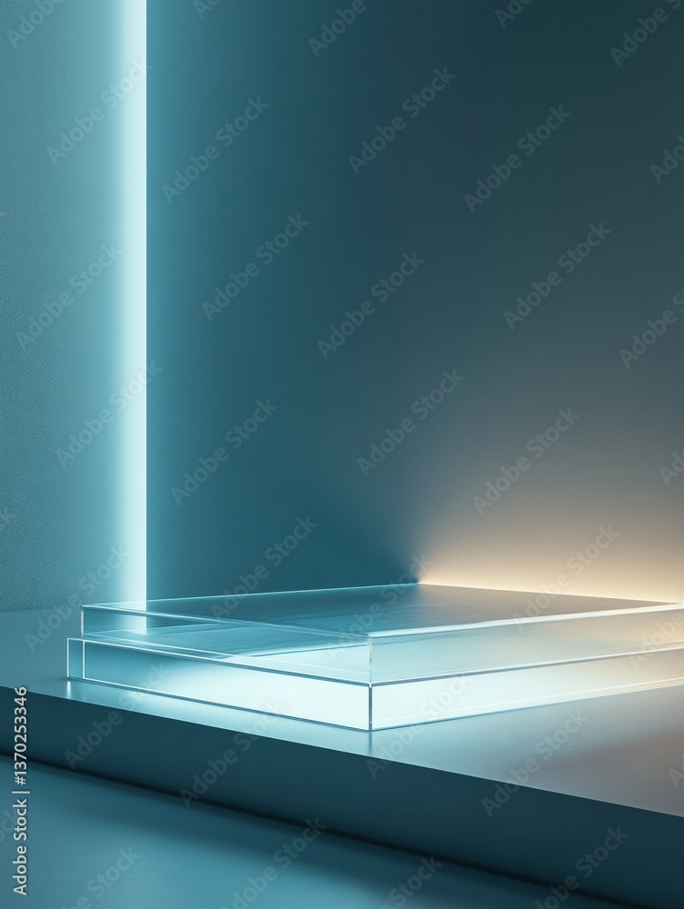 Leinwandbilder futuristic display with transparent glass panels and soft glowing edges in a minimalist arrangement 