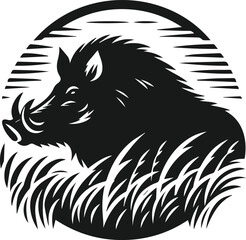 Obraz premium Wild boar animal silhouette vector