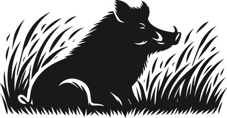 Wild boar animal silhouette vector