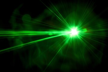 Green Laser Light Beam on Black Background