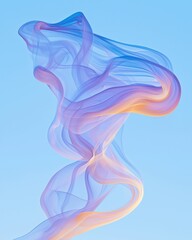 Obraz premium Abstract Art: Delicate, Flowing Forms in Soft Pastel Colors Against Blue Backdrop