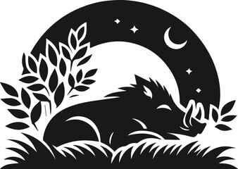 Wild boar animal silhouette vector