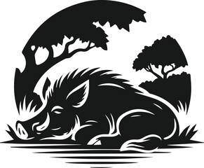 Wild boar animal silhouette vector