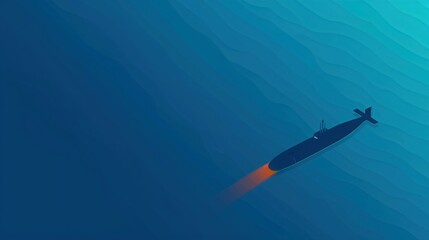 Fototapeta premium Submarine Launching Missile, Submarine underwater launching a missile