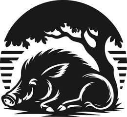 Wild boar animal silhouette vector