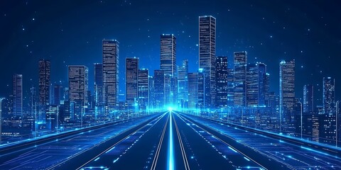 Fototapeta premium Futuristic City Highway Night Vision