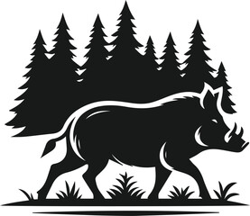 Wild boar animal silhouette vector