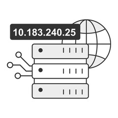 DNS Server Icon. The icon focuses on domain name resolution, digital IP mapping, and DNS server communication in network infrastructure.