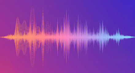 AI image shows an audio waveform on a vibrant gradient background, visually representing sound, music, or audio signal processing with modern design.