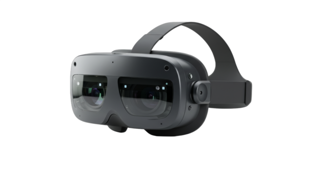 Immersive experiences: A cutting-edge augmented reality headset on white backdrop