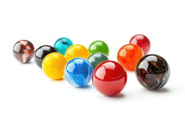 Colorful Marble Collection Isolated on White Background for Game or Decoration