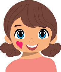 A cheerful child’s face painted with vibrant colors, featuring a playful design. Perfect for themes of childhood, fun, and face painting events.

