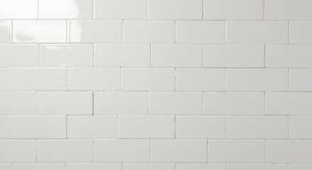 Fototapeta premium Reflective allure: Contemporary white rectangular tile pattern background texture