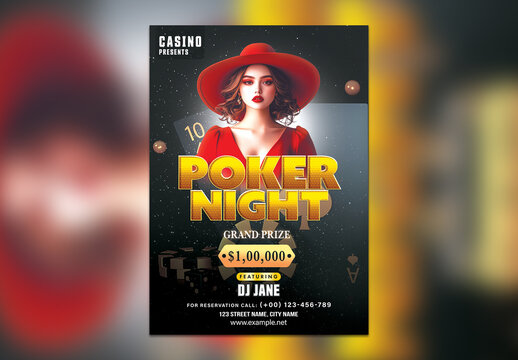Poker Night Editable Flyer with Venue Details for Advertisement.