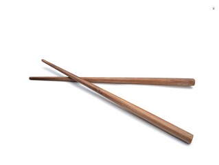Wooden chopsticks isolated on white background 