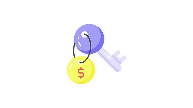 Dollar coin with key, trendy vector of business key, financial key icon design , 4k, video, animation, animated icon,
