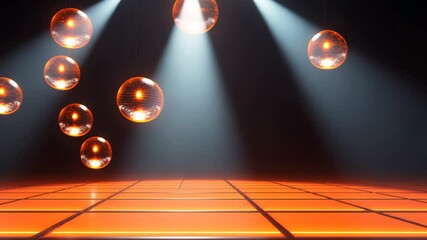 A bunch of orange balls are hanging from the ceiling. There are many of them, and they are all different sizes