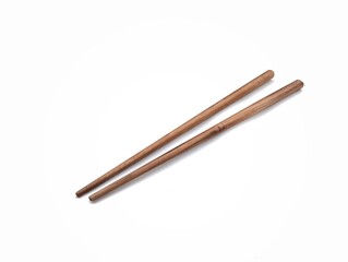Wooden chopsticks on white background with high angle view 