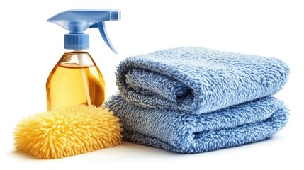 Cleaning Supplies with Spray Bottle and Soft Towels for Home Care