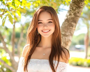 Woman Smiling Outdoors