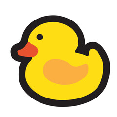 Black line icon set cut duck toy