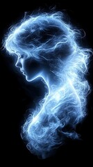 Ethereal Woman with Blue Smoke, and Profile.