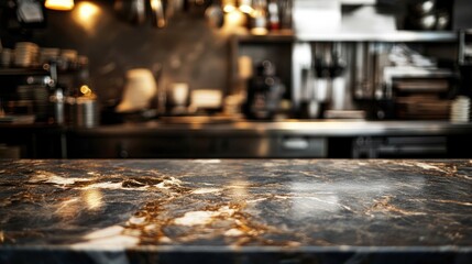 Elegant Marble Countertop With Soft Focus Background in Restaurant