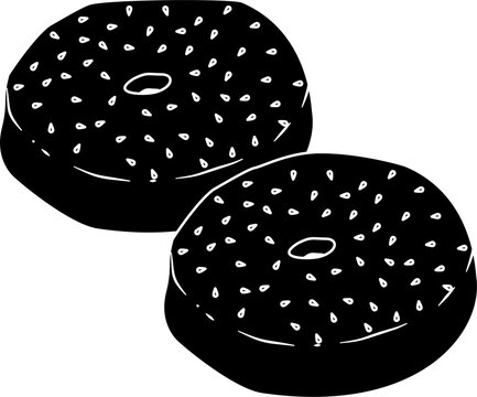 black bagels with sesame seeds clip art preview