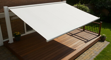 Elegant retractable awning over a south-facing deck offering shade and style