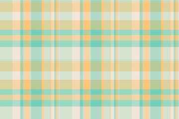Reel plaid vector textile, mother check seamless fabric. Curved background tartan texture pattern in light and orange colors.