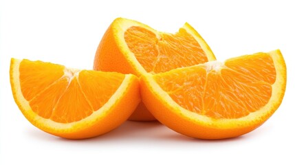 Fresh and Juicy Orange Slices on White Background for Culinary Use