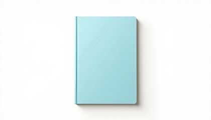 Naklejka premium Simple pastel blue notebook on clean white background, creativity concept