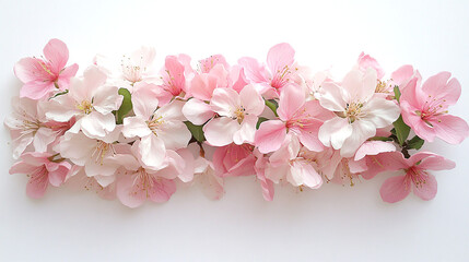 Naklejka premium Pink Cherry Blossoms Arranged Elegantly on White Background 