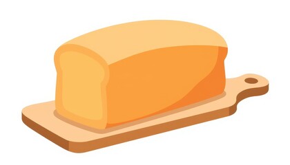 Classic loaf of bread resting on wooden cutting board, baking delight