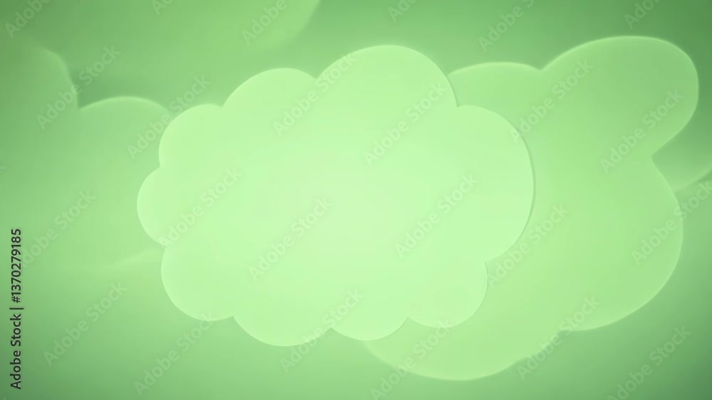 Poster a green background with a white cloud in the middle. the cloud is surrounded by a white circle