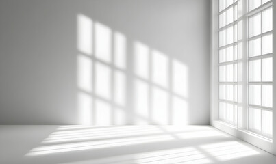 White background with window shadow, soft light and shadow, empty space for product display or presentation