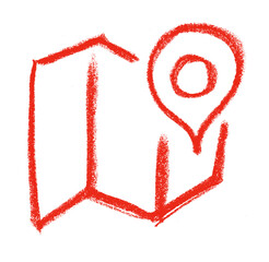 Navigation Map Pointer Icon Grunge Brush Stroke Drawing Vector