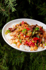 Delicious and hot dishes with meat