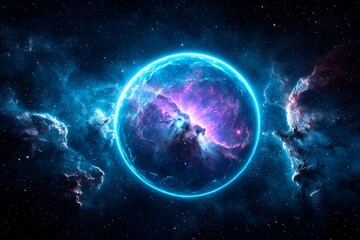 Cosmic Orb Nebula Space Background.