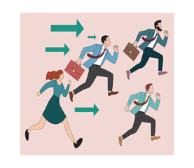 Business Competition and Career Growth Illustration. Professional Success and Workplace Rivalry. Corporate Career Growth and Business Competition. Professional Development and Workplace Challenge.