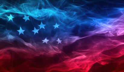 Obraz premium Abstract Smoke Background in American Flag Colors for July 4th Independence Day or Memorial Day Patriotic Banner Design