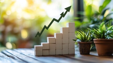 Growth and Success: Conceptual Image of Upward Trend with Plants