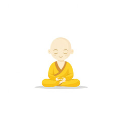 A serene illustration of a monk in a yellow robe, sitting cross-legged in meditation