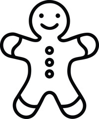 Gingerbread Man Line Art Vector Icon