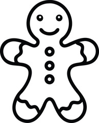 Fototapeta premium Gingerbread Man Line Art Vector Icon