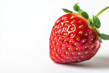 Ripe Red Strawberry on White Background Fresh Berry Close-up