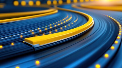 Abstract Blue and Yellow Swirling Technology Design