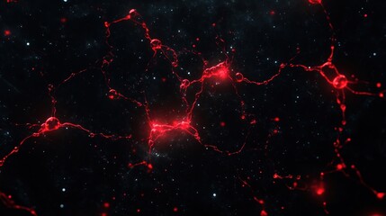 Abstract Neural Network: Red Energy Flow in Dark Space